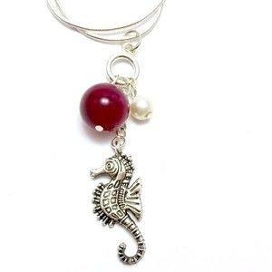 Handmade Seahorse Bead Necklace with a Pearl